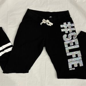 Justice Black and Silver #SELFIE Joggers